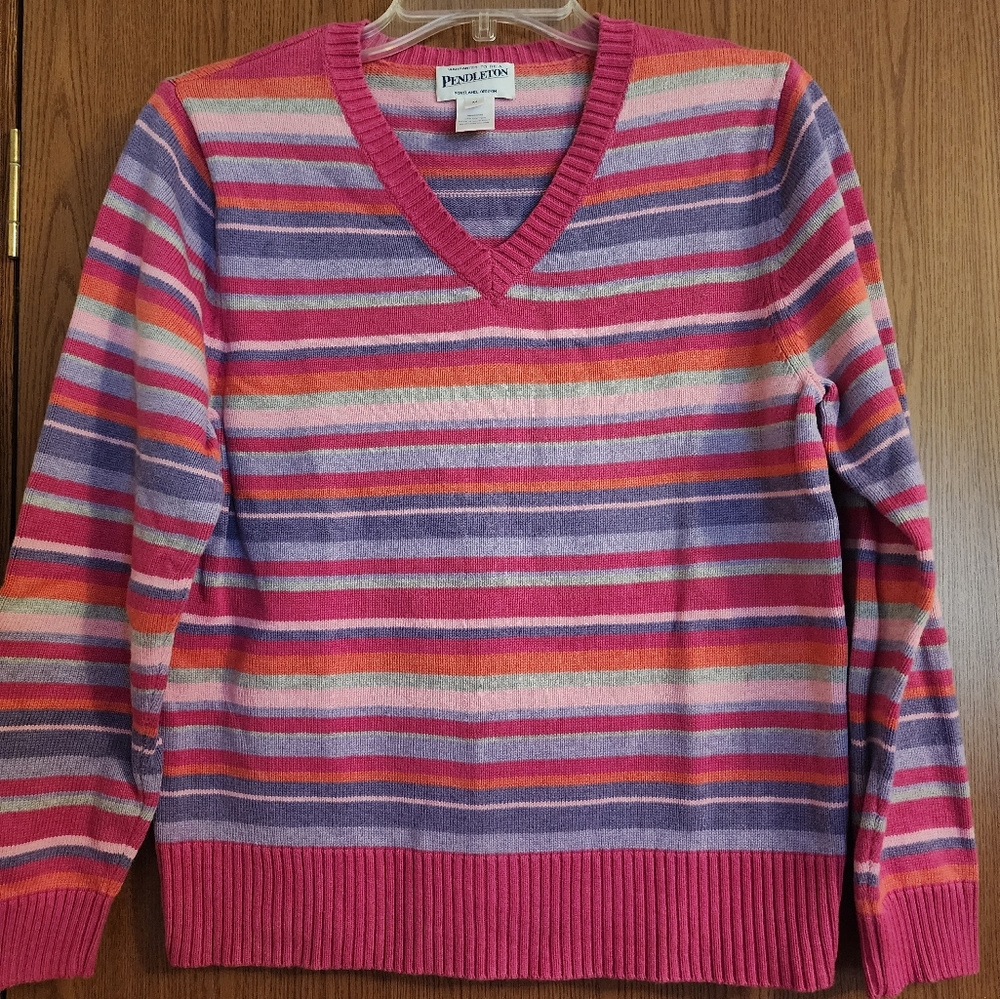 PENDLETON Colorful striped 100% Cotton M Sweater
